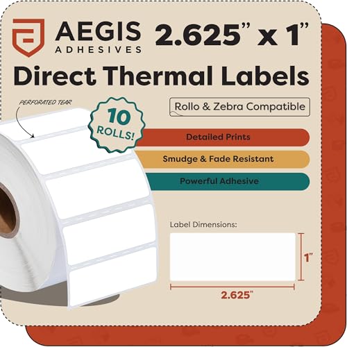 2.625" X 1" Direct Thermal Labels (15600 Count, 12 Rolls) - FNSKU Labels - size: 2.625" X 1"