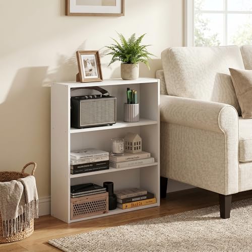 3-Tier Bookshelf, Cube Storage Organizer Bookcase, Book Shelf with Open Shelf, 7 x 24 x 26, for Home Office, Living Room, Bedroom, White - color: White, size: 3 Tier