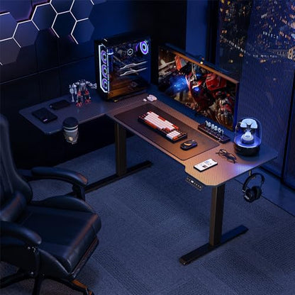 Acrolix L Shaped Electric Standing Desk, 59x40 Inch Reversible, Black Carbon - color: Black Carbon, size: 59