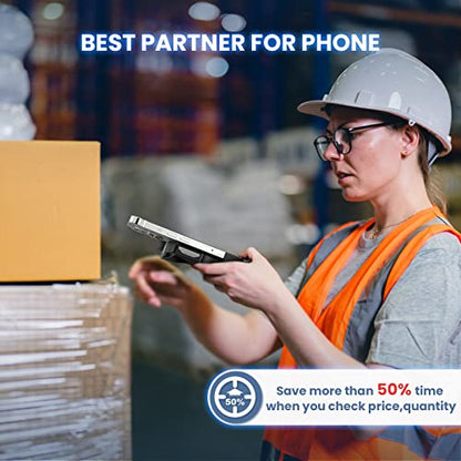 Eyoyo Bluetooth QR Code Scanner 2D Wireless Back Clip Phone Barcode Scanner | Battery Level Indicator, Compatible with 4.7"-7.2" Android Phone, iPhone, UPC USB Bar Code Reader for Book Library Inventory