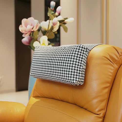 Velvet Recliner Headrest Pillow, Non-Slip Neck Support, Houndstooth - color: Houndstooth