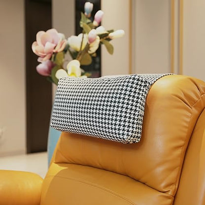 Velvet Recliner Headrest Pillow, Non-Slip Neck Support, Houndstooth - color: Houndstooth