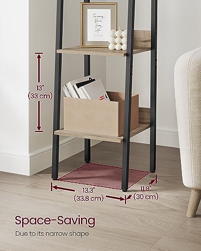 VASAGLE Bookshelf, 5-Tier Narrow Bookcase, Ladder Shelf | For Home Office, Living Room, Bedroom, Kitchen, Camel Brown and Matte Black, BARNET Collection ULLS109B50V2 - color: Camel Brown + Ink Black, size: 5 Tiers (13.3"W), style: With back panels