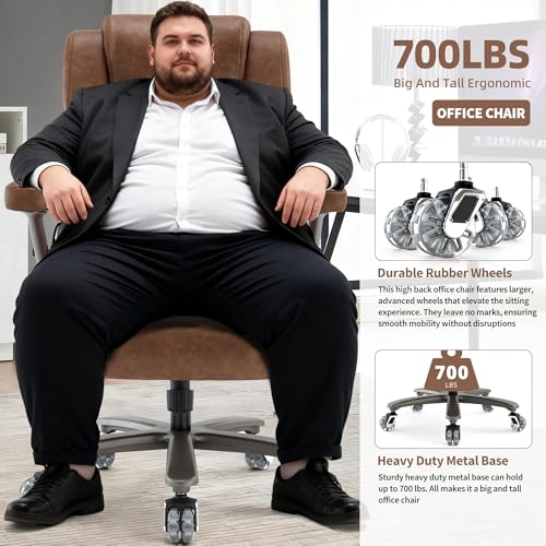 700lbs Big and Tall Office Chair, Large Heavy Duty Computer Desk Chair - color: Gold Brown