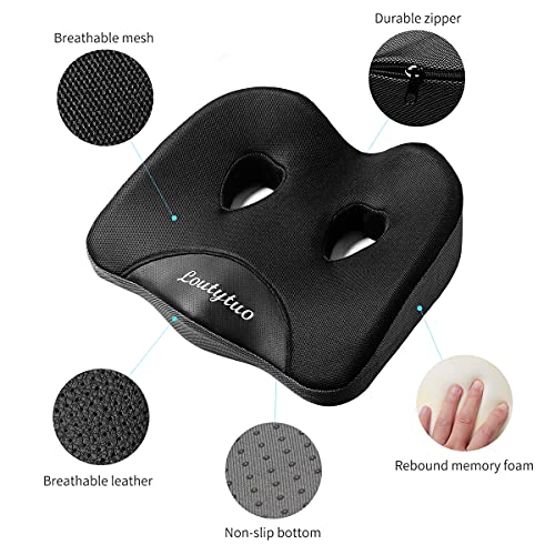 LOUTYTUO Seat Cushion Pillow,100% Memory Foam and Washable Cover,for Office Chair,Car Seat and Wheelchair, Soft Support Seat Cushion - color: Black