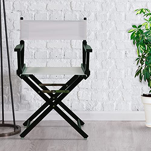 18" Director's Chair Black Frame-White Canvas - color: Black Frame/White Canvas, size: 18" - Classic Height, style: Black Frame