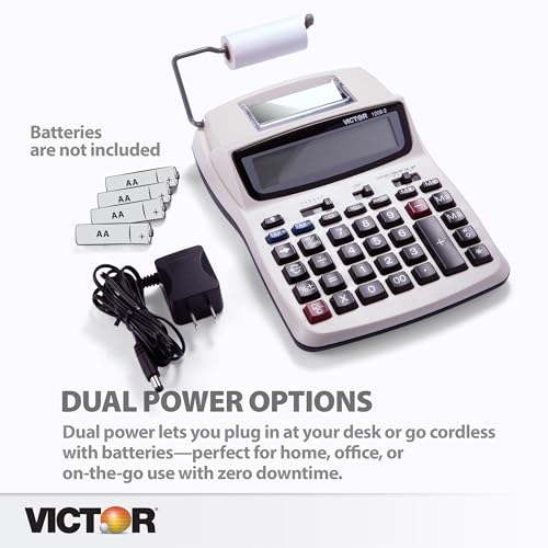 Victor 12-Digit Compact Adding Machine Printing Calculator, Fast 2.3 Lines-Per-Second Ink Roller Printer with Cost, Sell and Margin Keys, 20% Recycled Plastic Enclosure, White (1208-2) - size: 1.5" x 6" x 7.5"