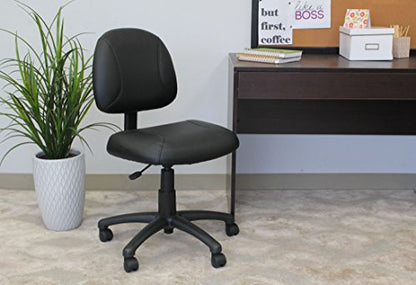 Boss Office Products Posture Task Chair Without Arms in Black, Low-Back (B305)