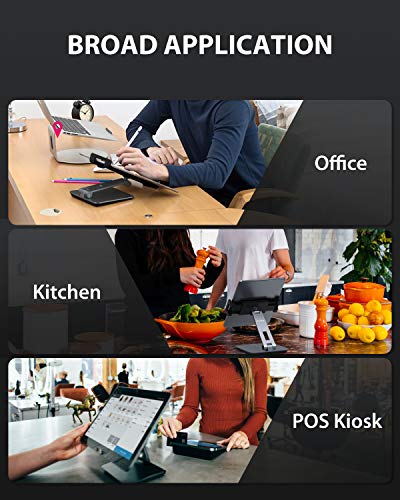 Maxonar iPad Stand Holder, Heavy-Duty Aluminum Alloy Tablet Stand, 360° Swivel Foldable iPad Pro Air Charging Stand Holder for Desk Bed Store POS Showcase Reception Kitchen Office (6-13''), Grey - color: Grey