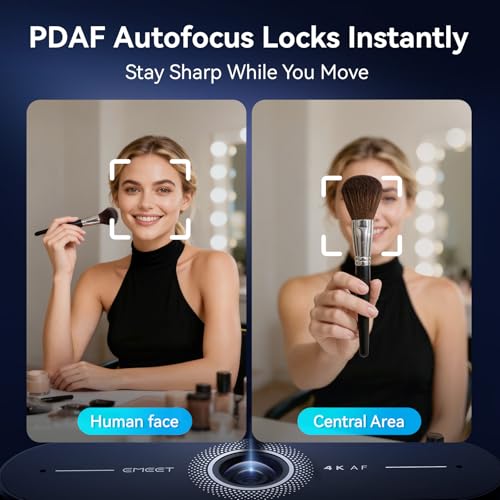 EMEET C60E 4K Webcam with Tripod, Streaming Camera with PDAF Autofocus, Dual Microphones, Auto Light Correction, 73° FOV, Plug & Play USB Webcam for Live Streaming, Gaming & Real-Time Interaction - style: Single-Camera w/ Tripod