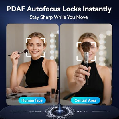 EMEET C60E 4K Webcam with Tripod, Streaming Camera with PDAF Autofocus, Dual Microphones, Auto Light Correction, 73° FOV, Plug & Play USB Webcam for Live Streaming, Gaming & Real-Time Interaction - style: Single-Camera w/ Tripod