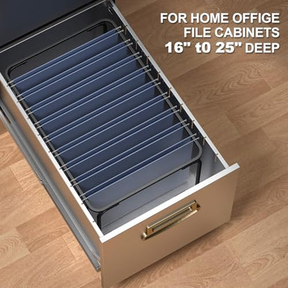2 Sets Upgraded Adjustable Hanging File Folder Frame,Legal/Letter Size,Length Adjusted 16 to 25 inches,Heavy Duty Steel File Drawer/Cabinet Organizer Insert, Hanging Folder Holder,12.598" W X 9.45" H - size: 2Packs