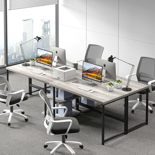 Computer Desk, Modern Home Office Desk with Shelves, Wood Writing Study Gaming Table for Living Room Bedroom, Light Grey, 53 inch - color: Light Grey, size: 53 inch