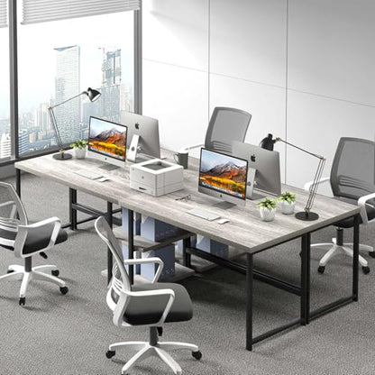 Computer Desk, Modern Home Office Desk with Shelves, Wood Writing Study Gaming Table for Living Room Bedroom, Light Grey, 53 inch - color: Light Grey, size: 53 inch
