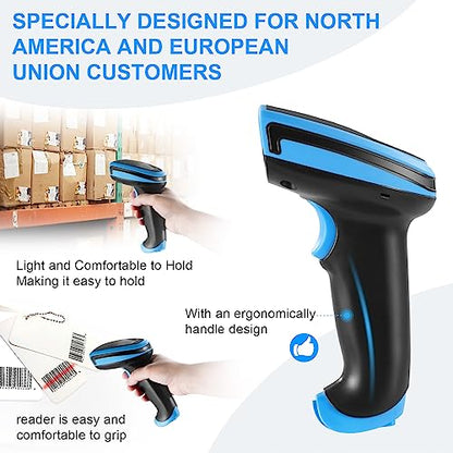 Barcode Scanner Wireless 1D Laser Barcode Reader with Stand | 2 in 1 Wired Connection & 2.4G Wireless Plug&Play Bar Code Reader Scanners - size: 1D-652WL-Wireless