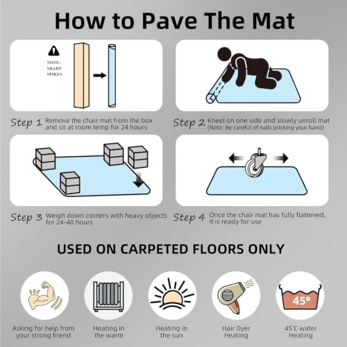 Office Chair Mat for Low Pile Carpet 36" x 48" Convex, Extended Protector