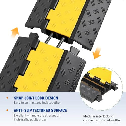 CXRCY Rubber Ramp Cable Protector Ramps Wire Hose Protective 2 Channel Traffic Rubber Plastic Cord Cover Speed Bump for Asphalt Concrete Gravel Driveway Outdoor, 1 Pack - size: 1 Pack 2 Channel