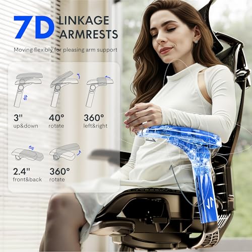 FLEXISPOT ErgoX-PRO Ergonomic Office Chair Black – Cloudtech Cushion, 5D Lumbar, 7D Armrests, 4D Headrest, 551LBS Capacity – Office, Gaming, Home - color: Cloudtech Black, size: Overall Depth 29"