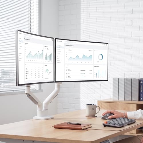 VIVO PRO Heavy Duty, Premium Dual Ultra-Wide Monitor Tension Arm, 24 inch to 38 inch Screens, Holds 59.4 lbs per Arm, Desk Mount Monitor Stand for 2 Ultrawides, White, PRO-ST245W - color: White