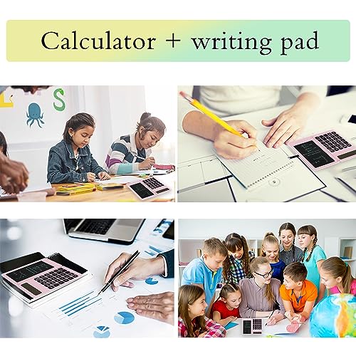 Desk Calculator, Desktop Small Calculators with Writing Notepad, Basic 4-Function Math Large Button Calculator, School Supplies, Middle/High School Students (Pink) - color: pink