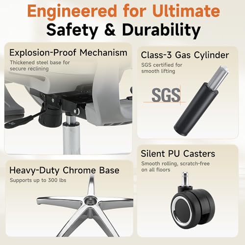 Korser Ergonomic Mesh Office Chair with Footrest, Big and Tall Desk Chair with 4D Flip-Up Arms, Auto-Tracking Lumbar Support, 3D Headrest, High Back Computer Gaming Chair for Home Office, Grey - color: Grey
