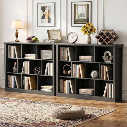 Unikito Cube Storage Shelf, Open Cube Bookshelf with Base, Black - color: Black, size: 10 Cube (50"W x 38.7"H)