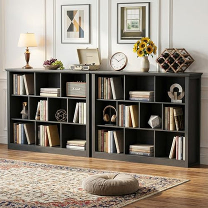 Unikito Cube Storage Shelf, Open Cube Bookshelf with Base, Black - color: Black, size: 10 Cube (50"W x 38.7"H)