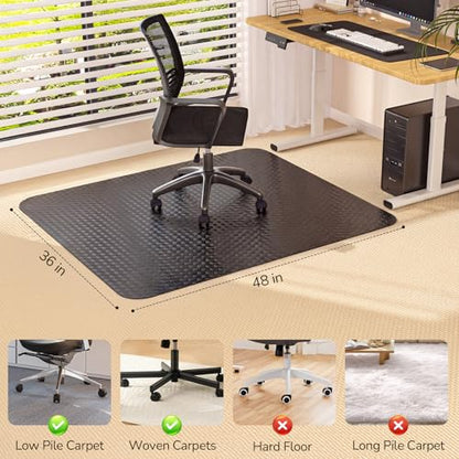 Office Chair Mat for Low Pile Carpet, 36" x 48" Clear Plastic - size: 36"x48"