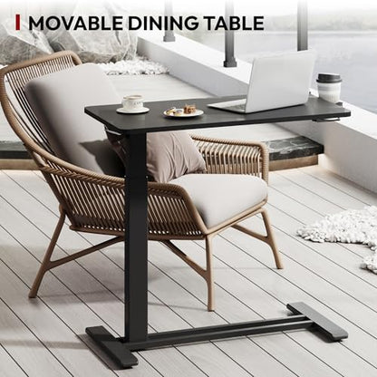 SANODESK 32'' Mobile Standing Desk with Hidden Wheels,Pneumatic Laptop Desk | Sofa Computer Cart Movable Height Adjustable Table Small Sit Stand Desk for Home Office Hospital Use,31.5" W x 17.7" D,Black - color: Black, size: 32x18