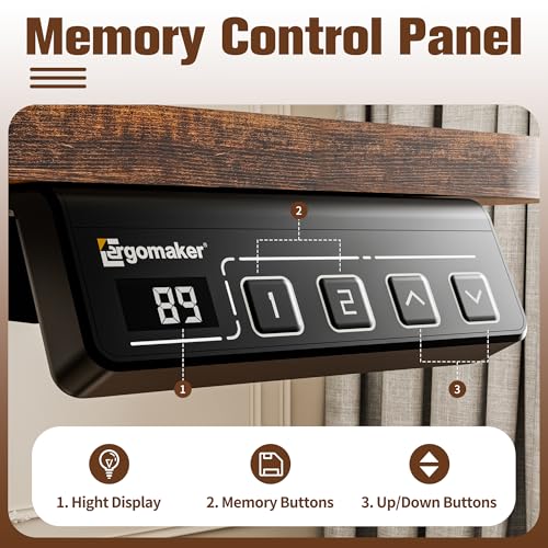 Small Standing Desk,35"x24" Height Adjustable Sit-Stand Home Office, Brown | Electric Adjustable Standing Desk, Sit to Stand Computer Office Desk with Splice Board, Memory Preset, Lifts 28.7''-46.5" - color: Rustic Brown, size: 35 inch