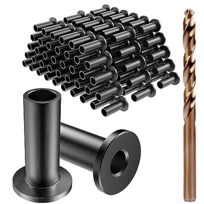BLIKA 100 Pack Black Stainless Steel Protector Sleeves for 1/8" 5/32" or 3/16" Deck Cable Railing, for Wood/Composite Posts, T316 Marine Grade, Black Cable Railing Protector Sleeves