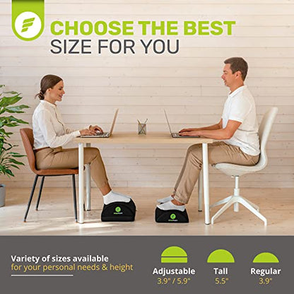 ErgoFoam Ergonomic Foot Rest Under Desk - Premium Velvet Soft Foam Footrest for Desk - Most Comfortable Desk Foot Rest in The World for Lumbar, Back, Knee Pain - Foot Stool Rocker (Black) - size: Regular