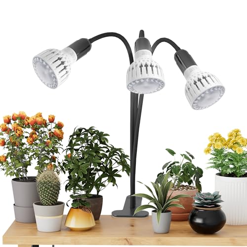 GooingTop Grow Light,24W (160Watts Equiv) 5000K White Full Spectrum LED Growing Lamp Clip on Desk for Indoor Plants,Bulbs Replaceable & Non-dimmable (Black, 240W) - size: 240W