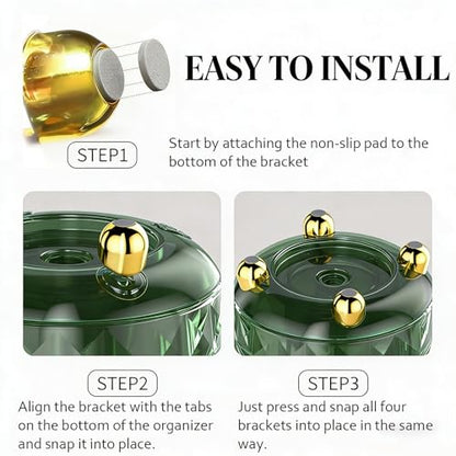 GOTOBA Dark Green Pen Pencil Holder for Desk, 360° Rotating Pen Organizer, Green Office Supplies, Cute Pen Holder, 6-Compartment Pencil Holder Rotating - color: Dark Green