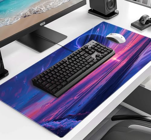 Space Landscape Computer Mouse Pad, XXL Laptop Gaming Mouse Keyboard Pad | Large Extended Mouse Pad; Full Desk Coverage; Waterproof Coating; Stable Anti-Slide Base For Gaming, Office, Study Daily Use - color: Anime Landscape