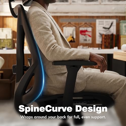 ELABEST Mesh Office Chair,Ergonomic Computer Desk Chair,Sturdy Task Chair- Adjustable Lumbar Support & Armrests,Tilt Function,Comfort Wide Seat,Swivel Home Office Chair (Onyx) - color: Onyx