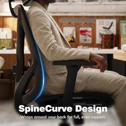 ELABEST Mesh Office Chair,Ergonomic Computer Desk Chair,Sturdy Task Chair- Adjustable Lumbar Support & Armrests,Tilt Function,Comfort Wide Seat,Swivel Home Office Chair (Onyx) - color: Onyx