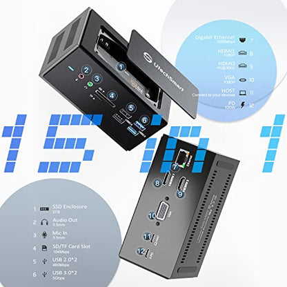 UtechSmart Universal Docking Station, 15 in 1 USB Docking Station - color: Grey