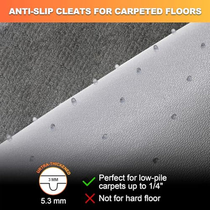Chair Mat for Carpet- Low Pile (1/4" Thick) Carpet Protector for Office Gaming Computer Desk Chair. Heavy Duty Desk Chair Mat for Carpeted Floors, Semi Transparent (Round-39in)