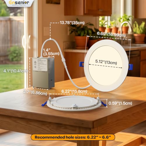 Ensenior 24 Pack 6 Inch LED Recessed Light, 5000K Dimmable Canless Wafer - color: 5000k - Daylight, size: 6 Inch