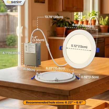 Ensenior 24 Pack 6 Inch LED Recessed Light, 6000K Dimmable Canless Wafer - color: 6000k - Clear White, size: 6 Inch