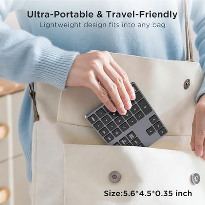 JOYEKY Wireless Number Pad Bluetooth Numeric Keypad for Laptop | Number Pad for Laptop,USB-C Rechargeable,34-Keys Bluetooth Numeric Keypad - size: L330