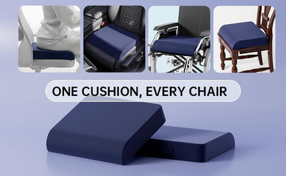 Wheelchair Seat Cushion, Navy, 4'' Thick Memory Foam & Gel - color: Navy