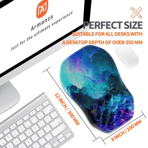 Ergonomic Slope Mouse Pad Wrist Support, Wrist Rest Mousepad for Carpal Tunnel Pain Relief with Massage Bulge and Slow Rebound Memory Foam (12x8 inch, Nebula) - color: AM044-nebula