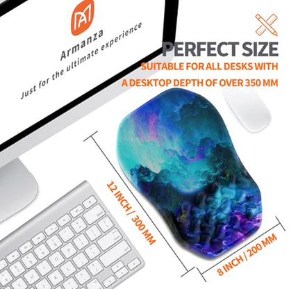 Ergonomic Slope Mouse Pad Wrist Support, Wrist Rest Mousepad for Carpal Tunnel Pain Relief with Massage Bulge and Slow Rebound Memory Foam (12x8 inch, Nebula) - color: AM044-nebula