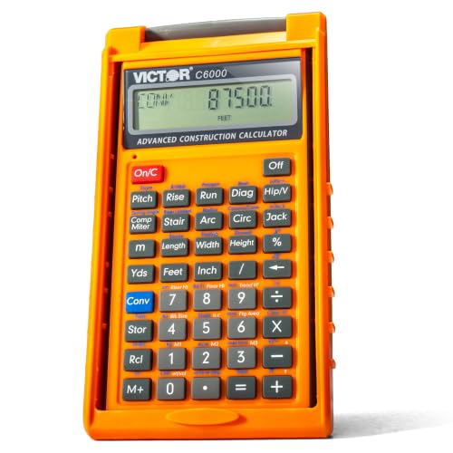 Victor C6000 Advanced Construction Calculator with Protective Case Displays in Fractional or Dimensional Forms Perfect for Carpenters, Renovators,Builders, Contractors, Estimators