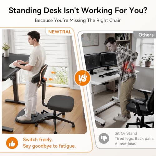 Standing Desk Chair, Ergonomic Standing Mate Chair Stool with 167° Adjustable Flip Backrest, Multi-Position Sit-Stand-Lean Office Chair, Anti-Fatigue Design, MT-L-DG - size: M/L Size (for 5'8" - 6'4")