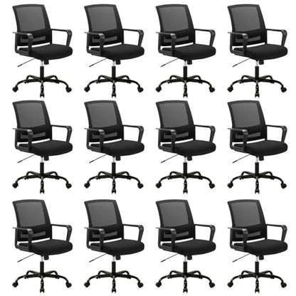 CLATINA Ergonomic Rolling Mesh Desk Chair with Executive Lumbar Support and Adjustable Swivel Design for Home Office Computer Black 12 Pack - size: 12 Pack