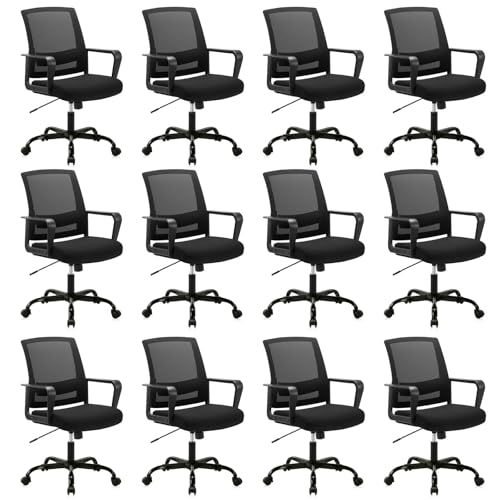 CLATINA Ergonomic Rolling Mesh Desk Chair with Executive Lumbar Support and Adjustable Swivel Design for Home Office Computer Black 12 Pack - size: 12 Pack