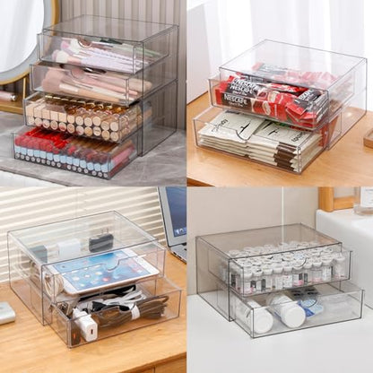 Clear Plastic Drawer Organizer, 4 Drawers - size: 4 Drawers